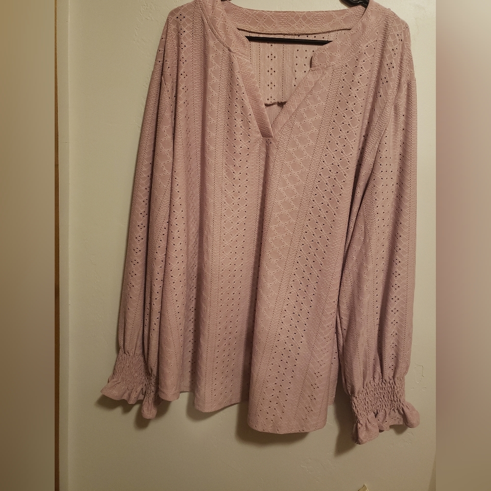 Women's 4X Eytino V-Neck Puff Sleeve Loose Blouse